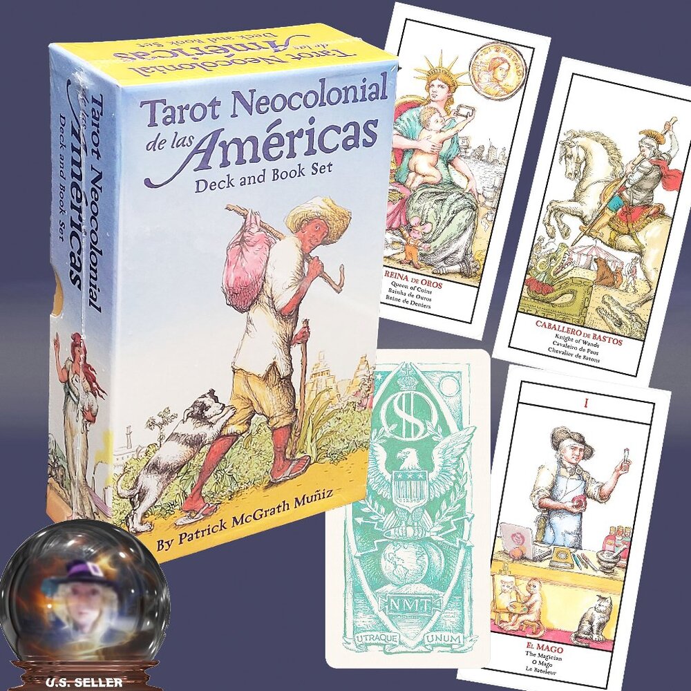 Tarot 𝗡𝗘𝗢𝗖𝗢𝗟𝗢𝗡𝗜𝗔𝗟 de las AMERICAS 92 pg Bk+78 Cards MUNIZ NEW
